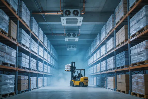 Cold chain distribution warehouse with refrigeration systems